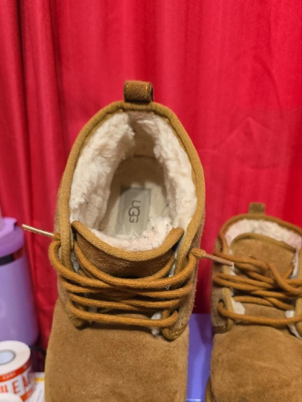 UGG Chestnut Brown Suede Lace-Up Ankle Boots